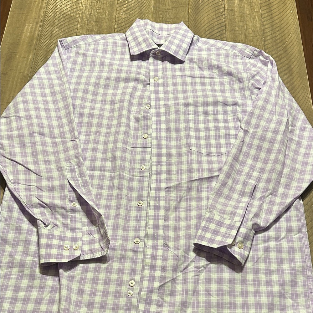 Lavender Checkered Casual Button Down Shirt